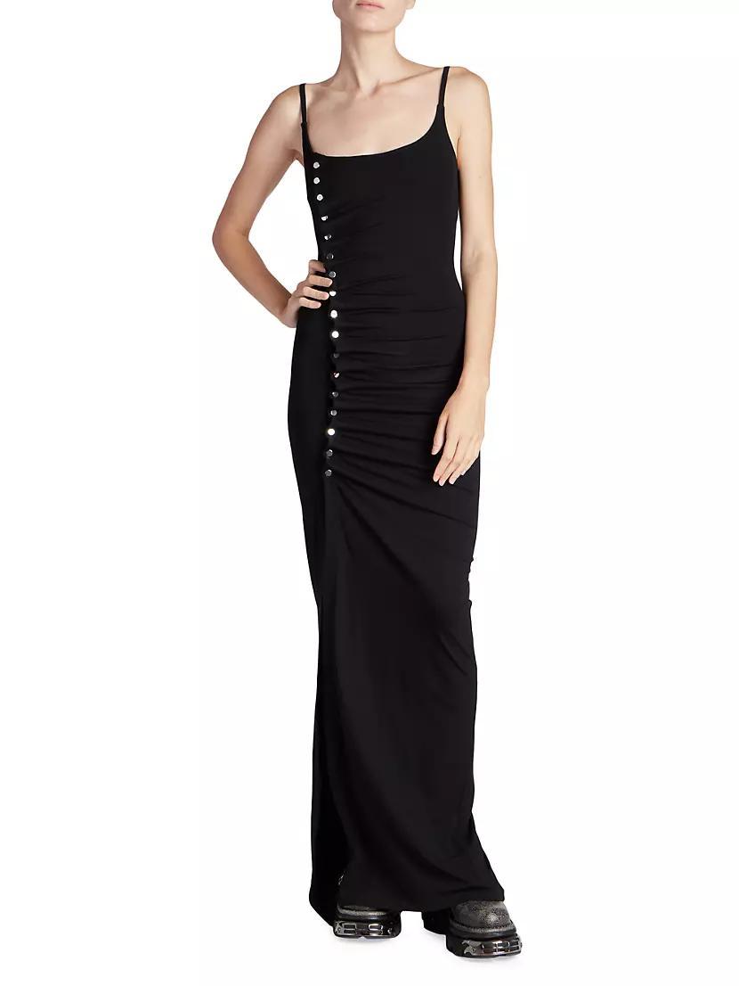 Draped Button Maxi Dress Product Image