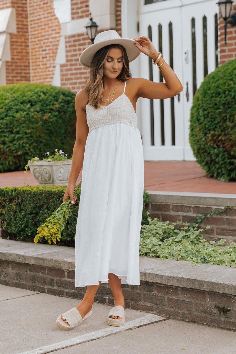 Marina White Crochet Midi Dress - FINAL SALE Product Image