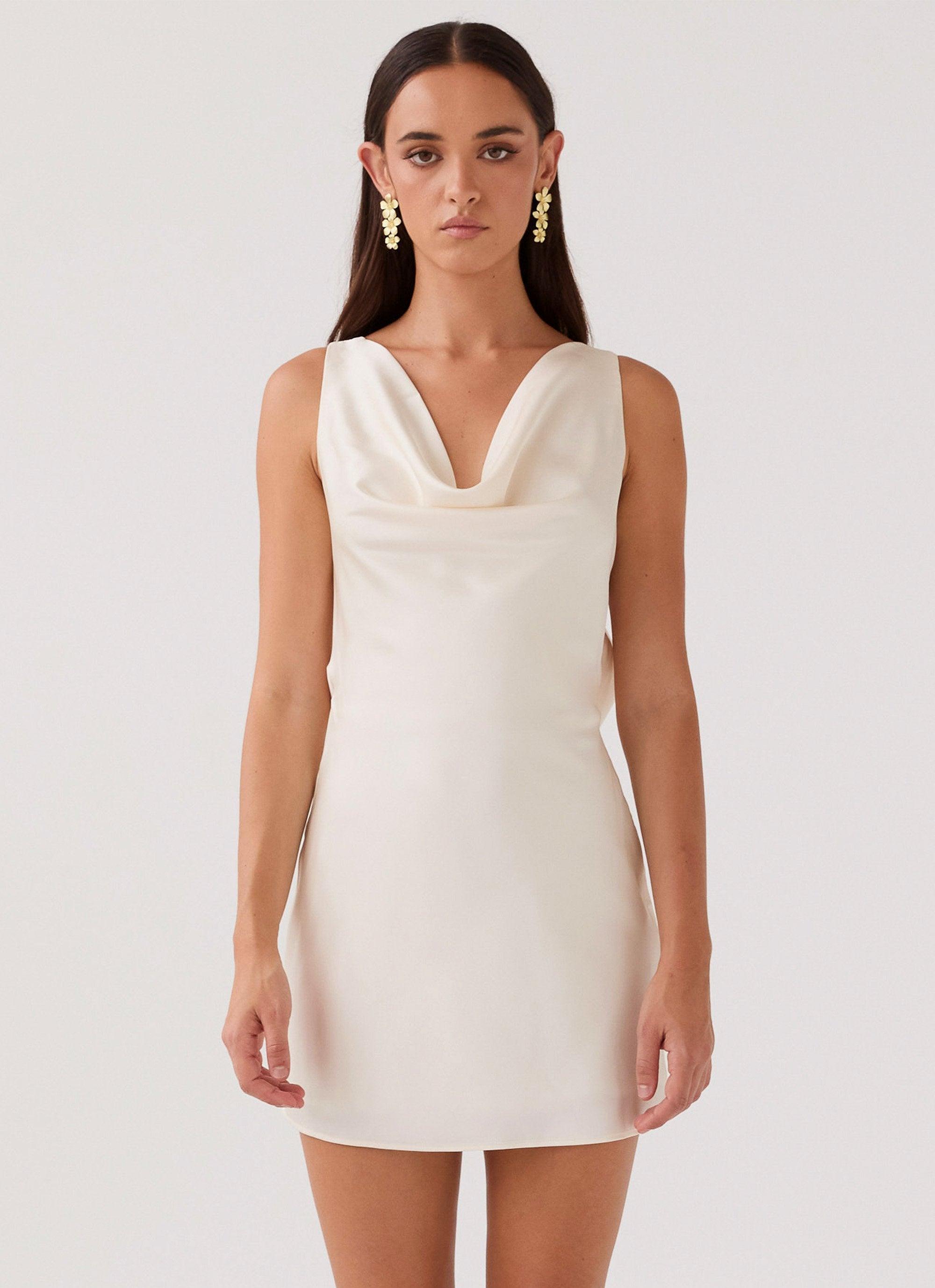 Be Mine Satin Mini Dress - Ivory Product Image