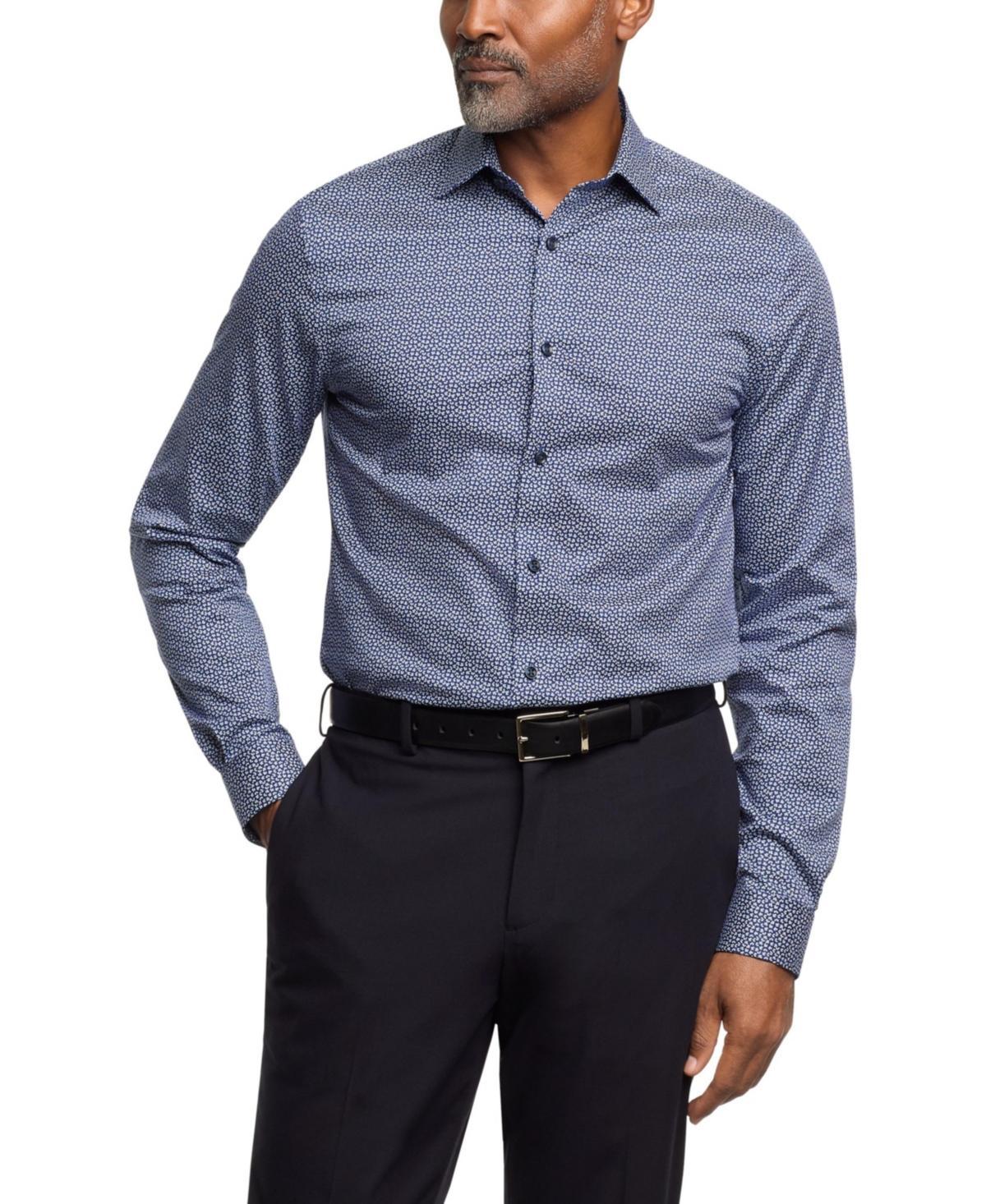 Michael Kors Men Regular Fit Comfort Stretch Check Dress Shirt Product Image