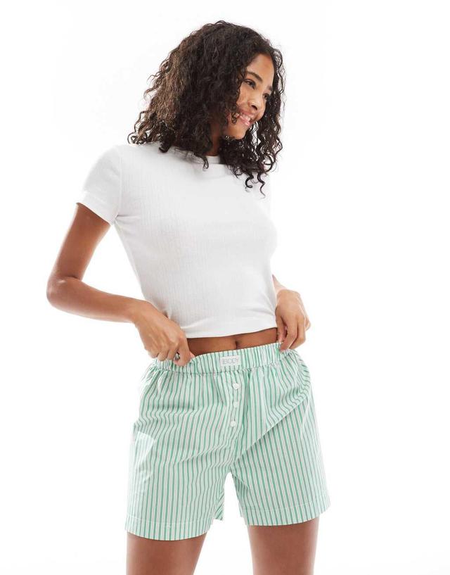 Cotton On boxer style pajama shorts in green stripe Product Image