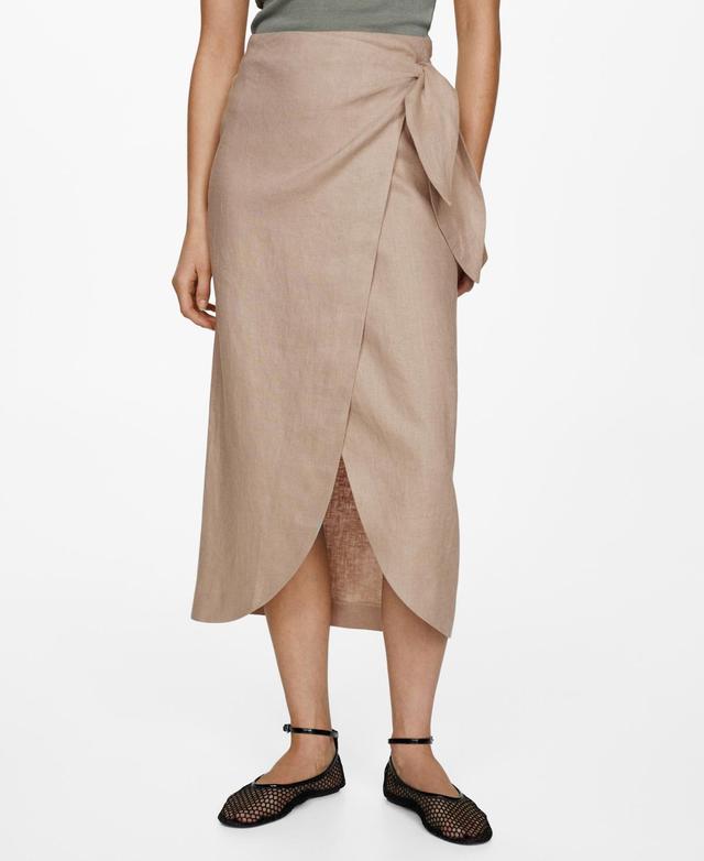 Mango Womens Bow Linen Skirt Product Image