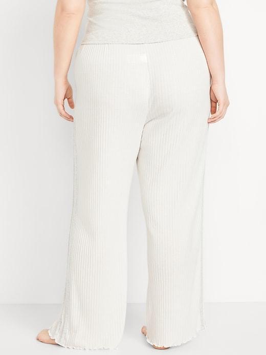 High-Waisted Ribbed Pajama Pants Product Image