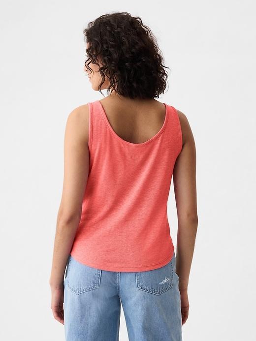 Linen-Blend Henley Tank Top Product Image