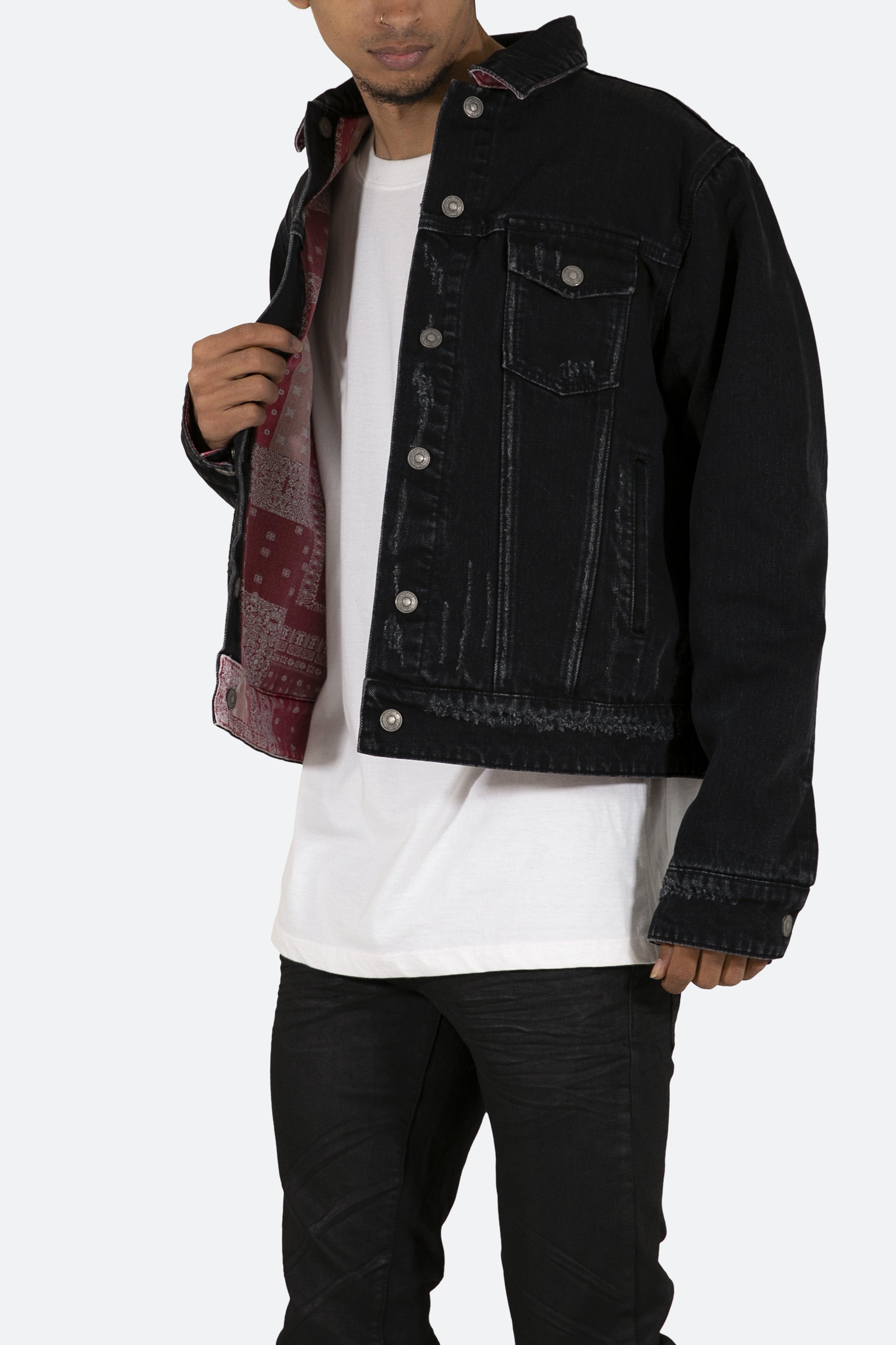 Reversible Paisley Trucker Jacket - Black/Red Product Image