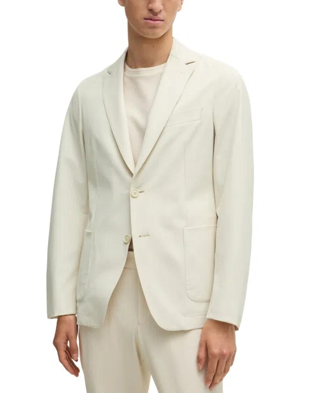 Boss By  Men's Performance-stretch Slim-fit Jacket In Open White Product Image