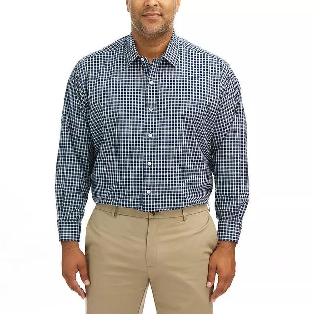 Big & Tall Haggar Premium Comfort Wrinkle Resistant Dress Shirt, Mens Blue Check Product Image