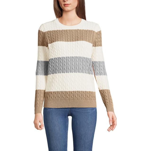 Lands End Womens Drifter Cable Crew Neck Sweater - Navy Product Image