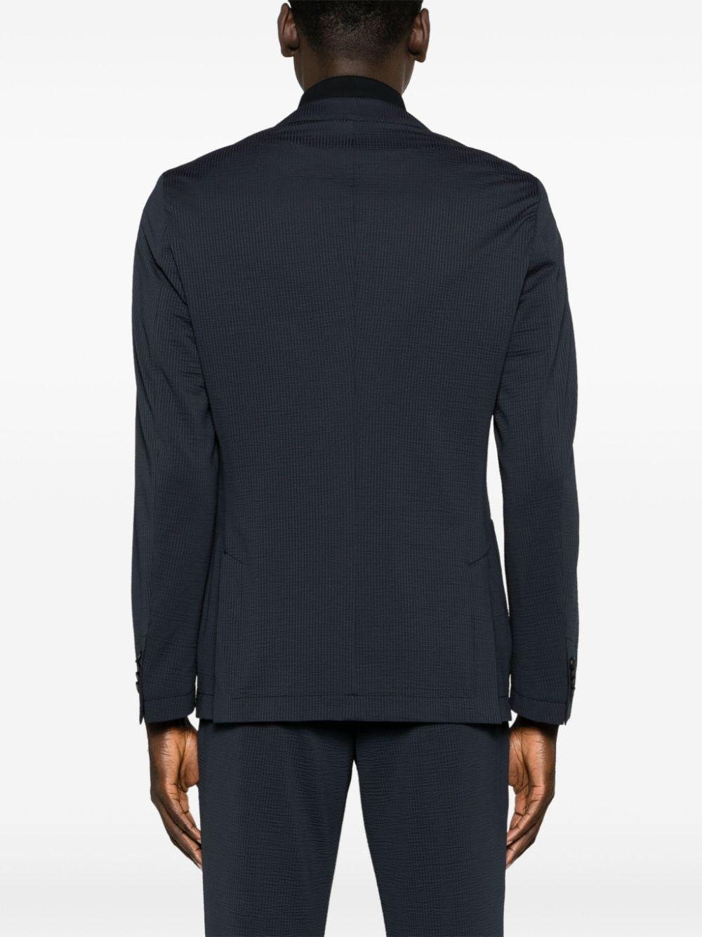 HUGO BOSS Single-breasted Seersucker Blazer In Blue Product Image