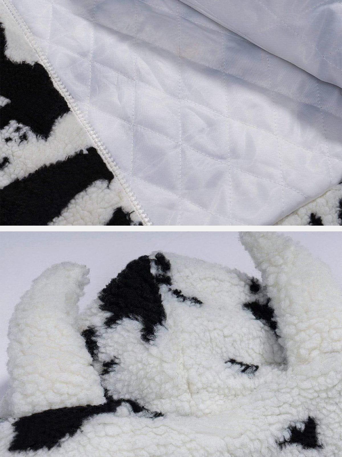 Aelfric Eden Cow Pattern Zip Up Sherpa Coat Product Image