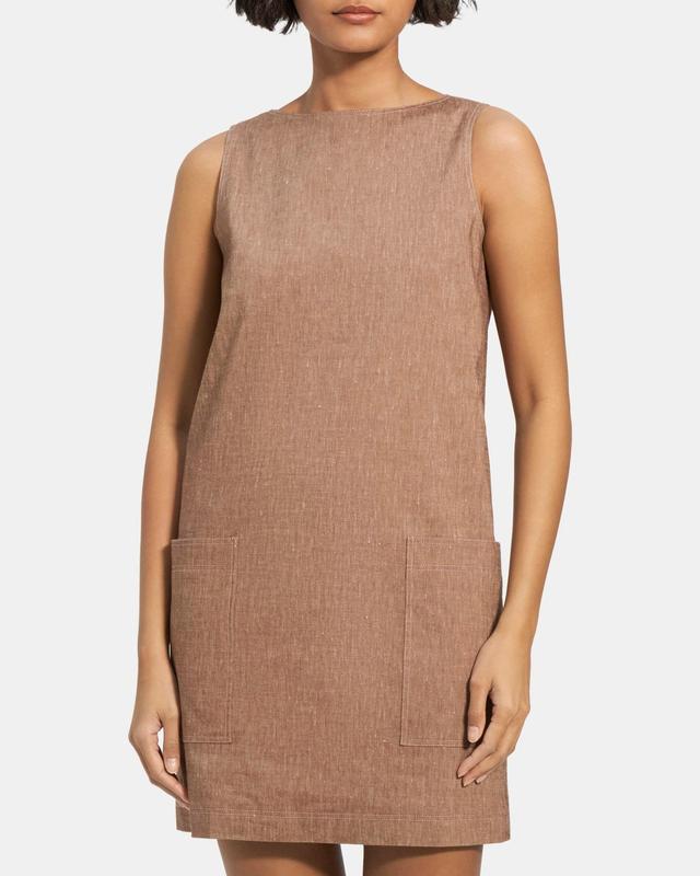 Sleeveless Shift Dress in Linen Blend Mélange Product Image