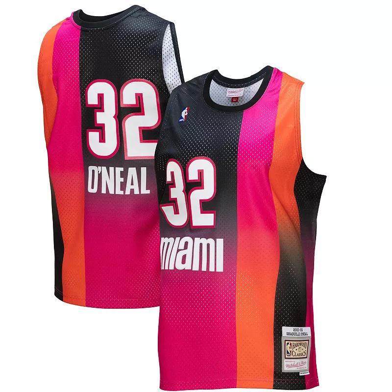 Mens Mitchell & Ness Shaquille ONeal /Black Miami Heat 2005/06 Hardwood Classics Fadeaway Swingman Player Jersey Product Image