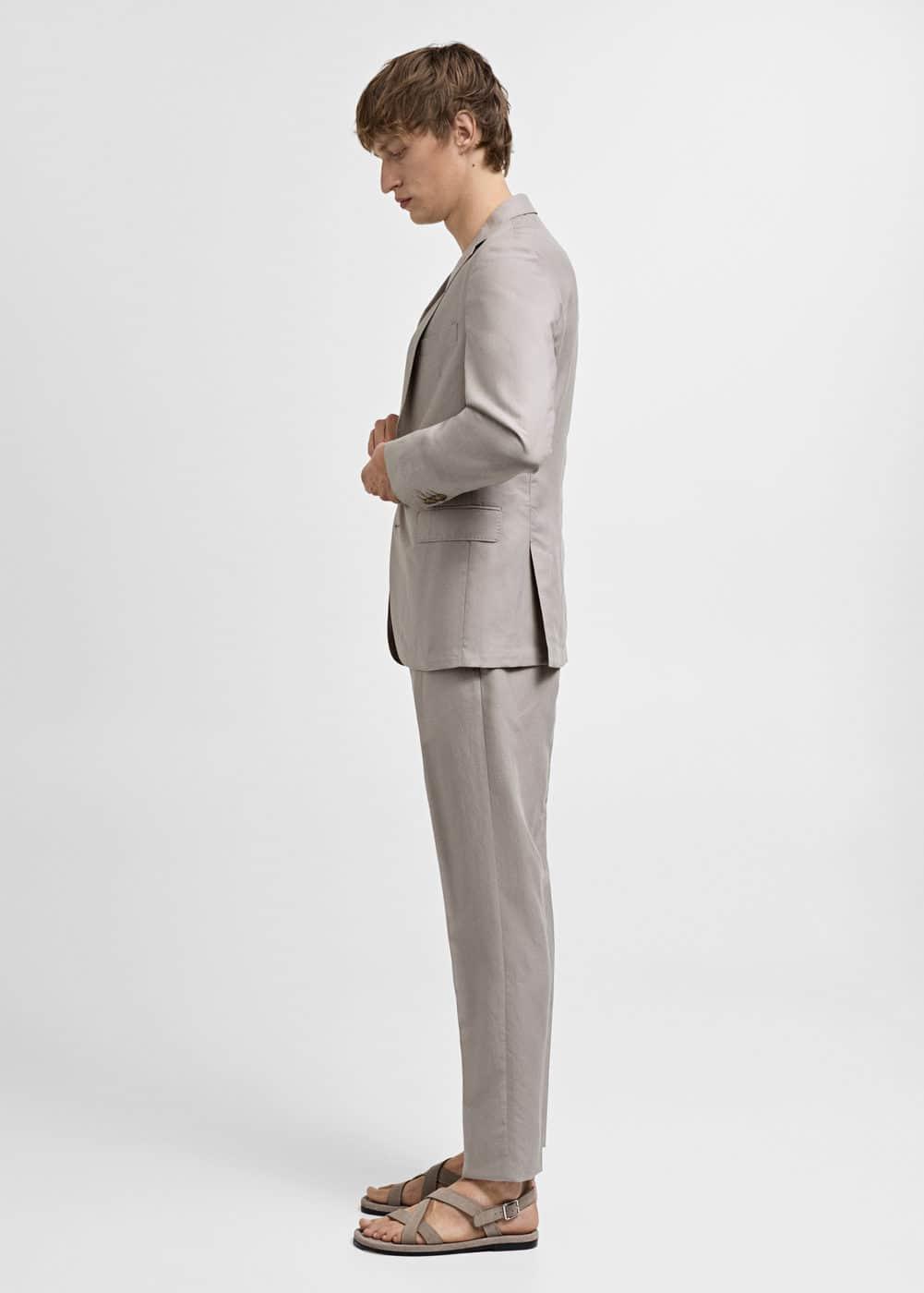 Mango Mens Linen-Blend Suit Pants - Light Product Image