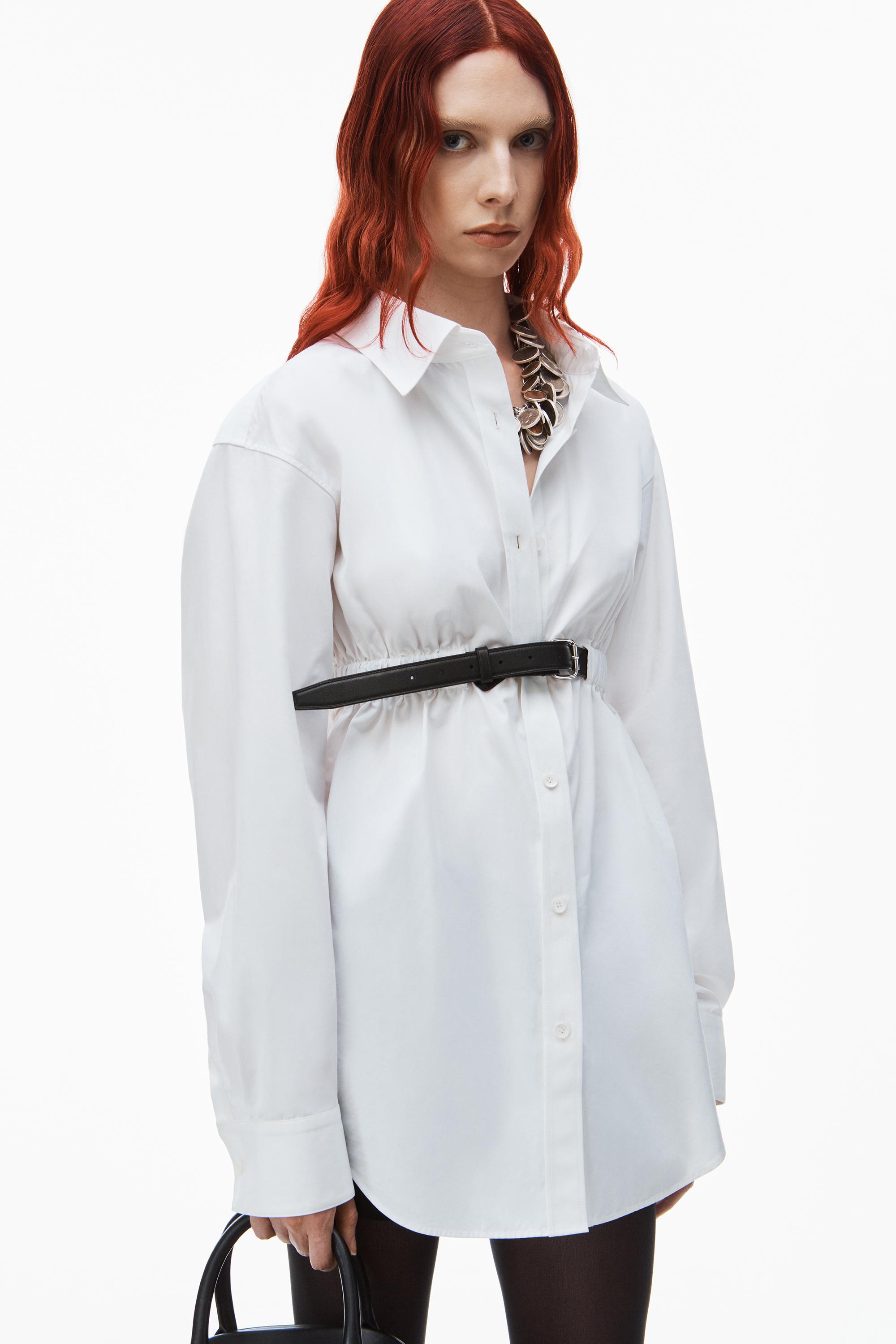 Button Down Belted Tunic In Cotton Product Image