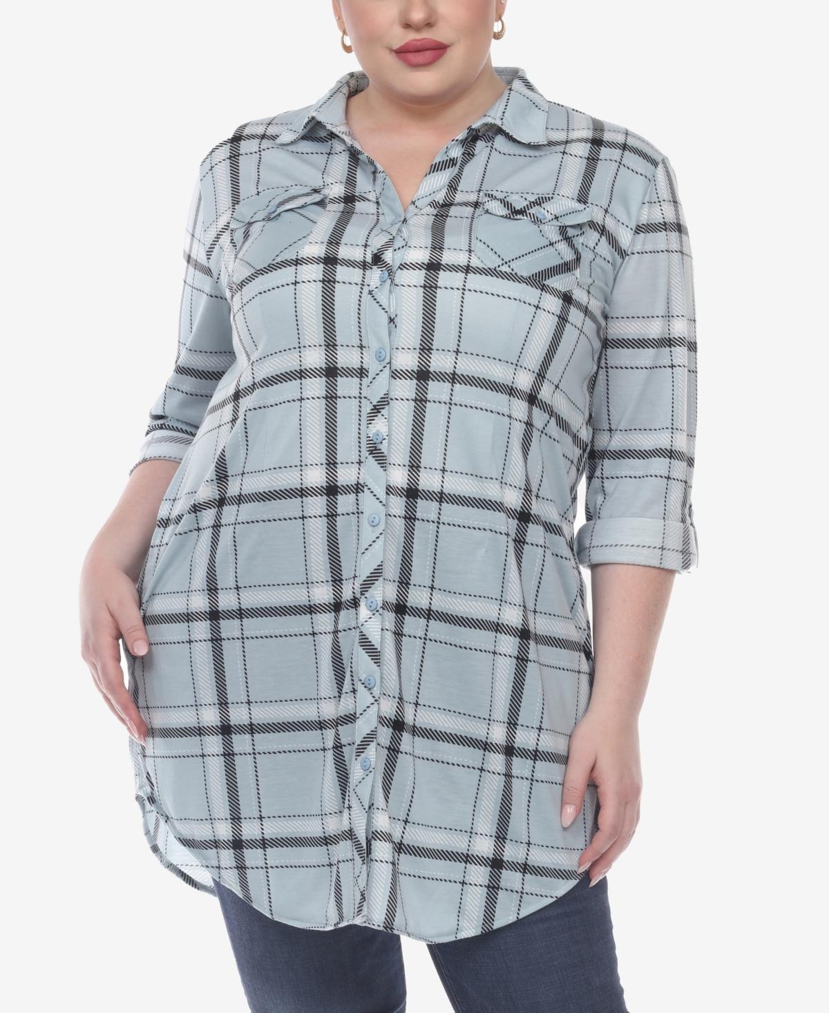 White Mark Plus Size Plaid Tunic Top Product Image