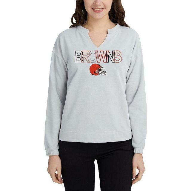 Womens Concepts Sport Gray Cleveland Browns Sunray Notch Neck Long Sleeve T-Shirt Product Image