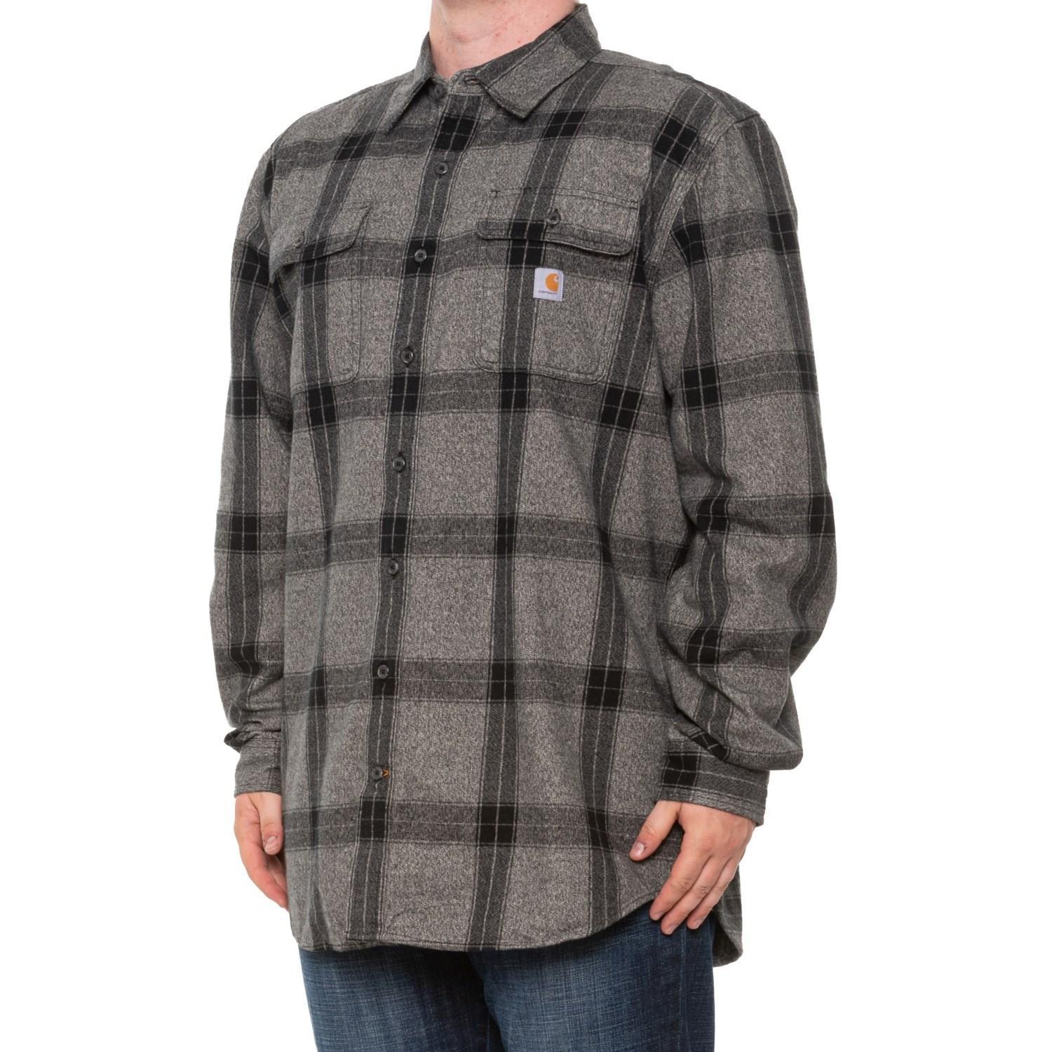 Carhartt 105439 Big and Tall Loose Fit Heavyweight Plaid Flannel Shirt - Long Sleeve Product Image