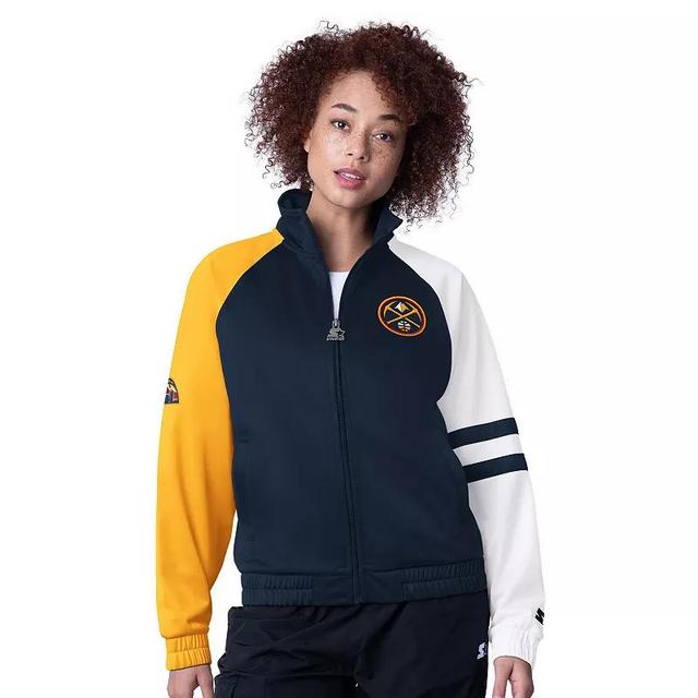 Womens Starter Navy Denver Nuggets Line Up Dolman Raglan Full-Zip Track Jacket Nug Blue Product Image