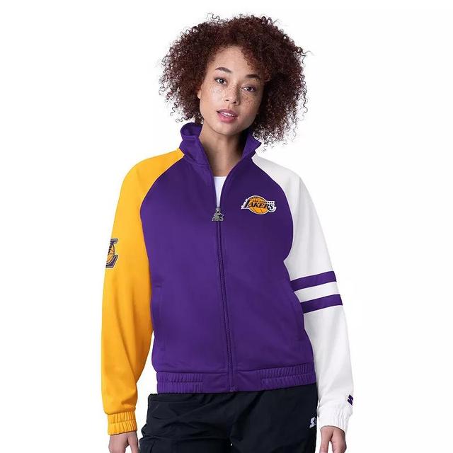 Womens Starter Los Angeles Lakers Line Up Dolman Raglan Full-Zip Track Jacket Product Image