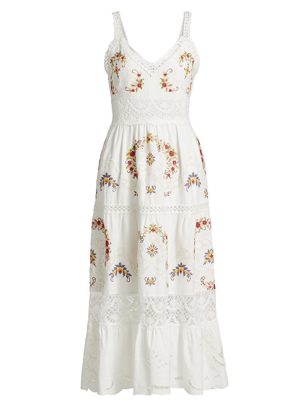 Womens Edwina Embroidered Cotton Midi-Dress Product Image