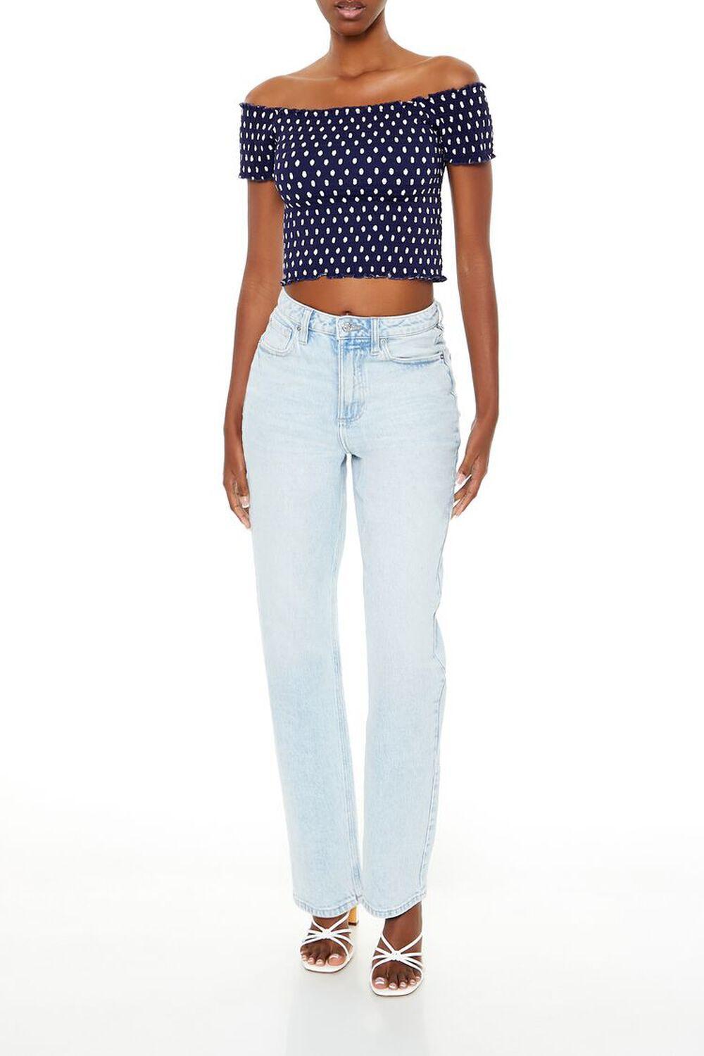 Off-the-Shoulder Polka Dot Crop Top | Forever 21 Product Image