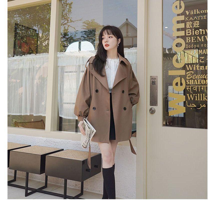 Balloon-Sleeve Double-Breasted Trench Coat product image