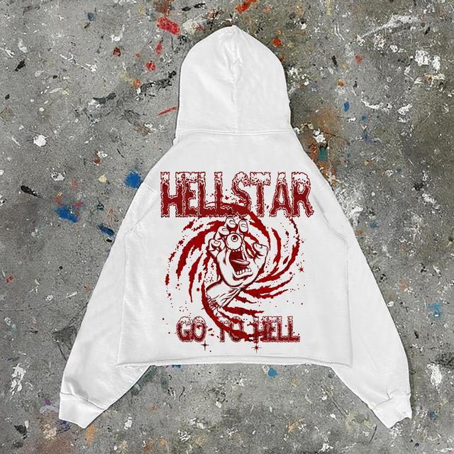 Casual Hellstar Graphic Printed Long Sleeve Loose Hoodie Product Image