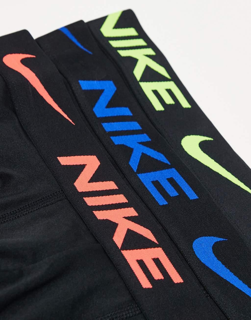 Nike Essential Microfiber 3 pack briefs in black with colored waistband  Product Image