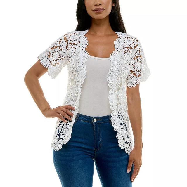 Womens Nina Leonard Crochet Cardigan Product Image