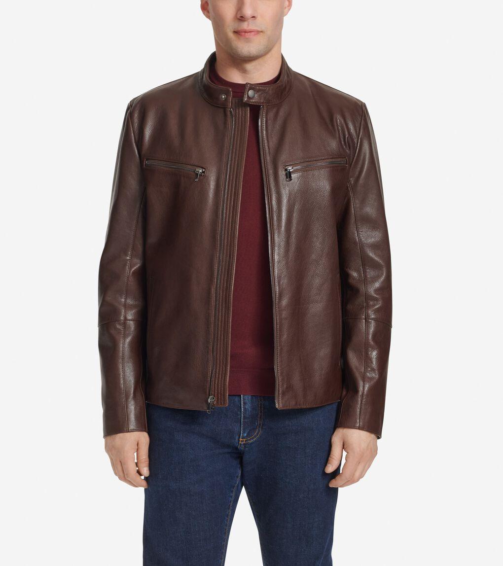 Men's Classic Zip-Front Moto Jacket Product Image