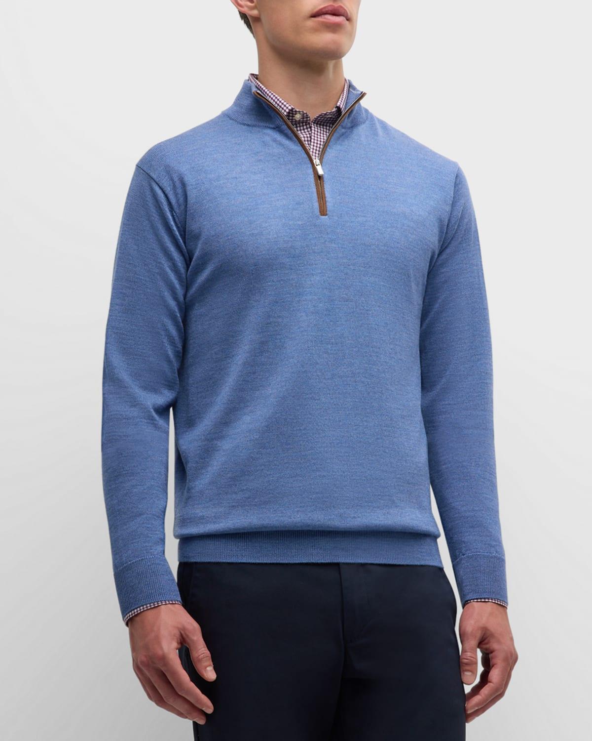 Mens Autumn Crest Suede-Trim Quarter-Zip Sweater Product Image