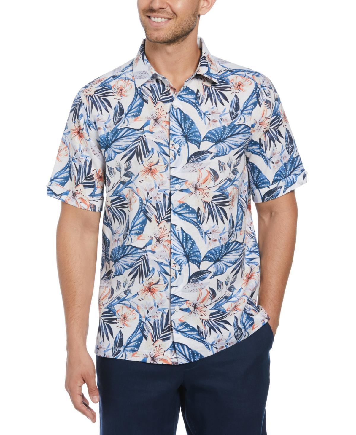 Cubavera Mens Tropical Floral-Print Linen Blend Shirt Product Image