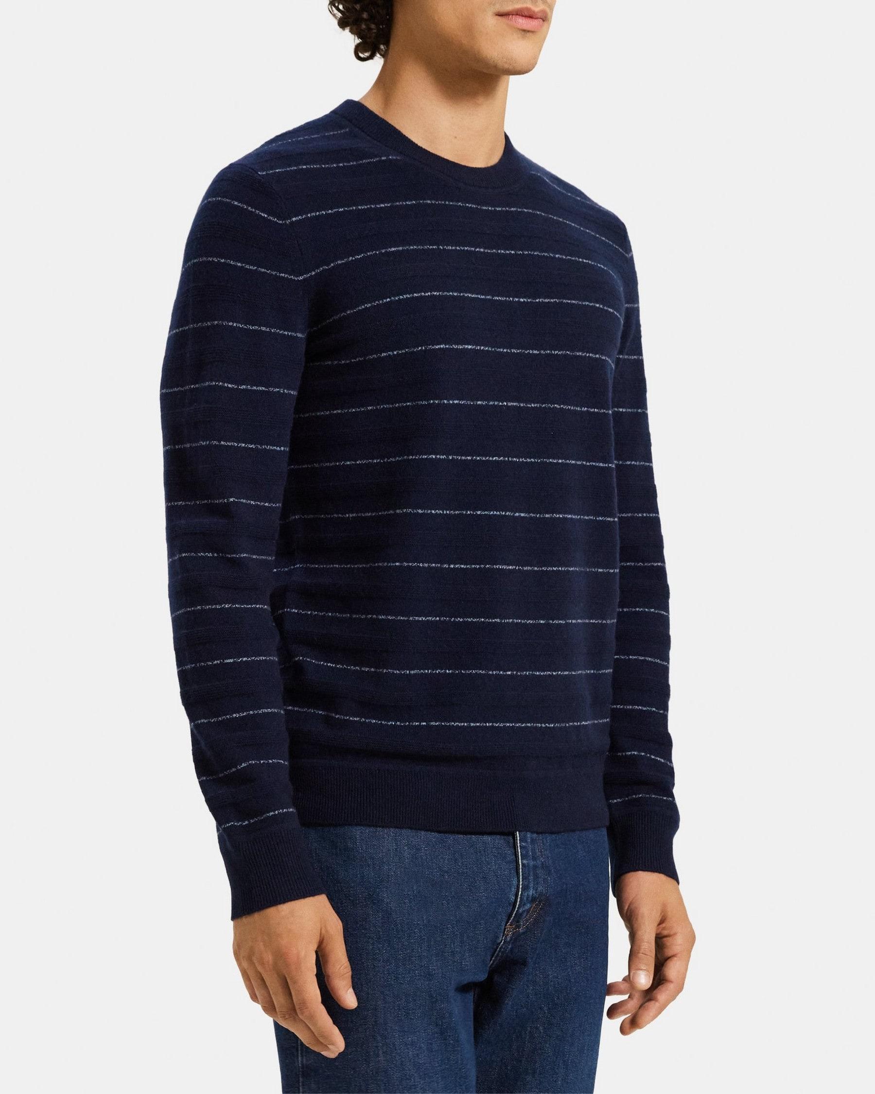 Crewneck Sweater in Striped Cashmere Product Image