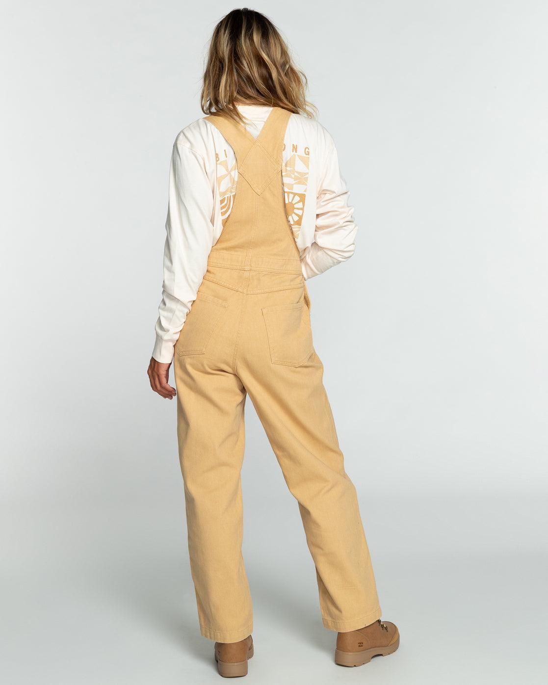 Casual Morning Wide Leg Overalls - Latte Female Product Image