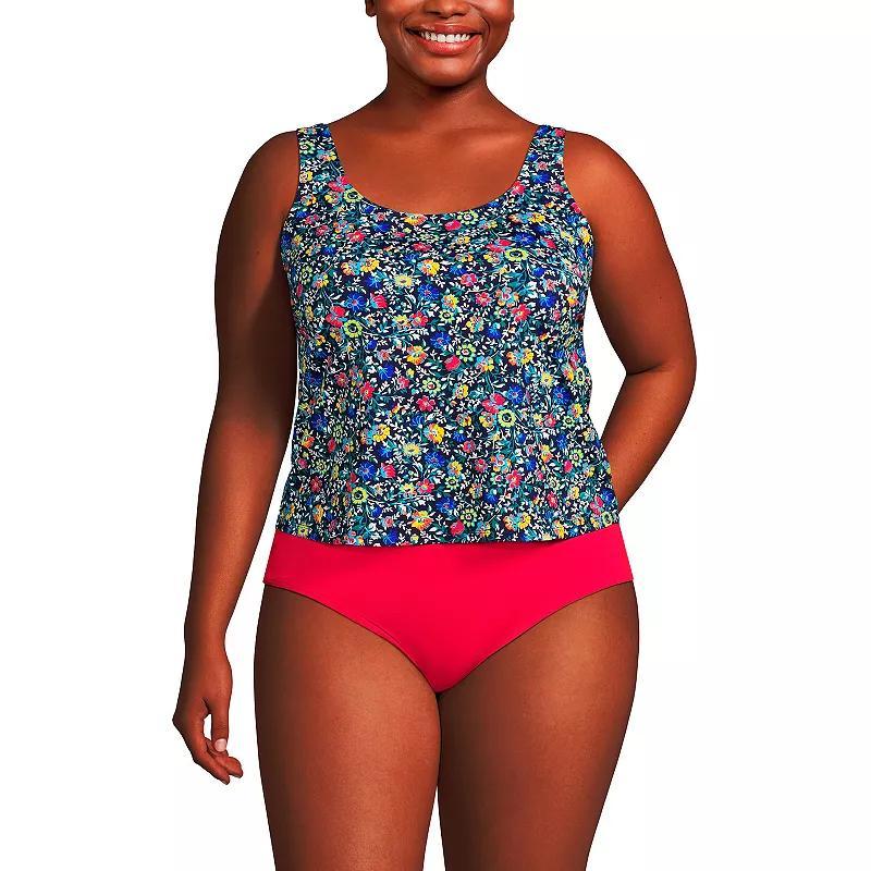 Plus Size Lands End Chlorine Resistant Scoop Neck One Piece Fauxkini Swimsuit, Womens Product Image