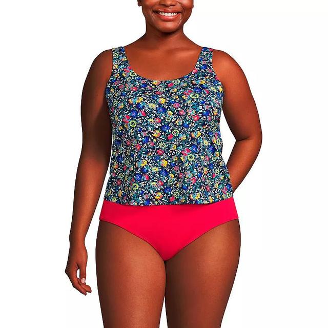 Plus Size Lands End Chlorine Resistant Scoop Neck One Piece Fauxkini Swimsuit, Womens Product Image