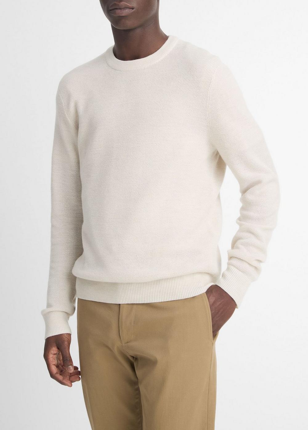 Merino Wool Mesh Crew Neck Sweater Product Image