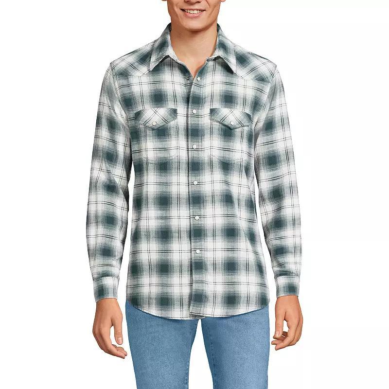 Mens Lands End Plaid Western-Style Shirt Product Image