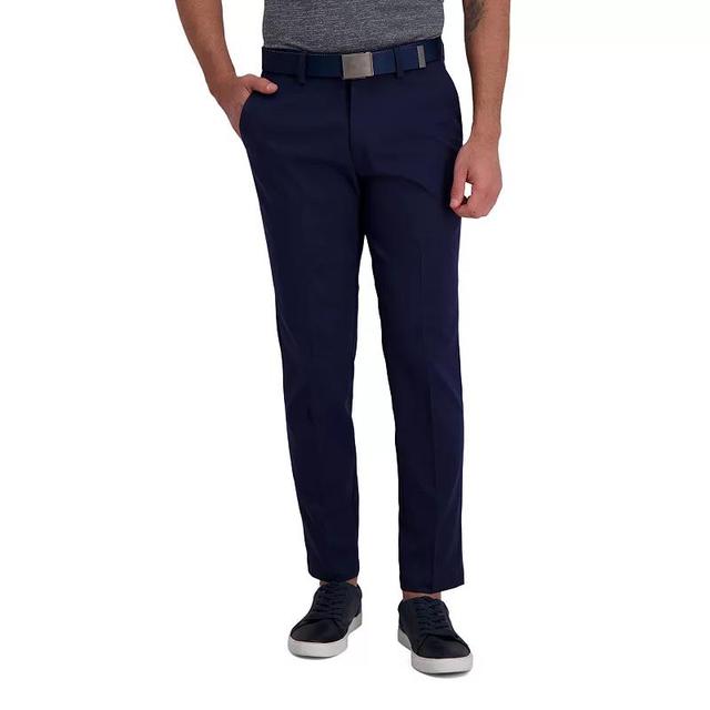 Mens Haggar Cool Right Performance Flex Slim-Fit Flat-Front Pants Dark Gray Grey Product Image