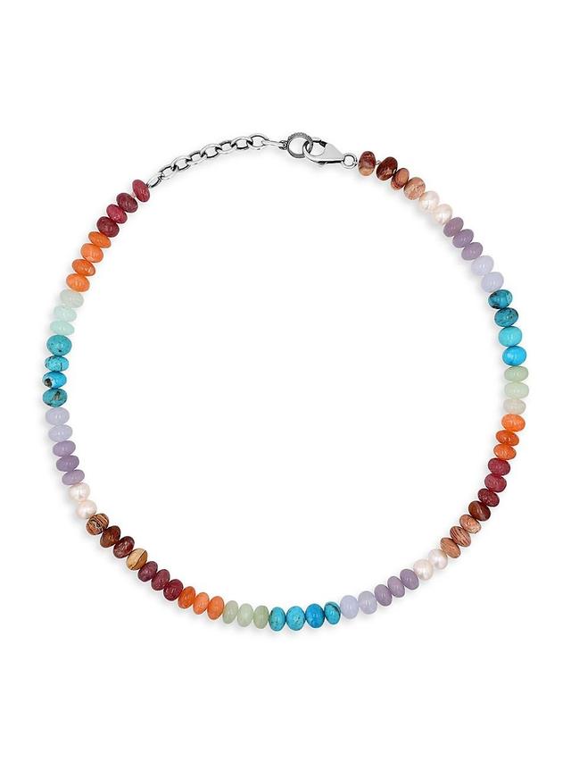 Womens Sterling Silver & Multi-Gemstone Beaded Necklace Product Image