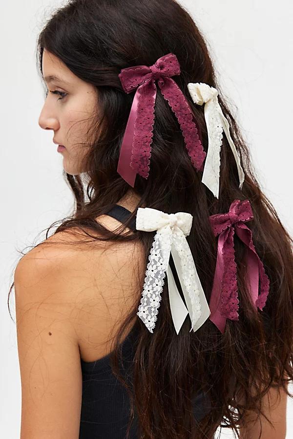 Mini Floral Lace Hair Bow Clip Set Womens at Urban Outfitters Product Image