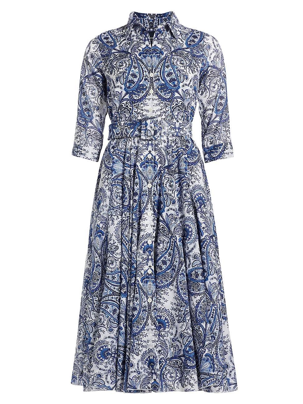 Womens Aster Paisley Cotton Shirtdress Product Image