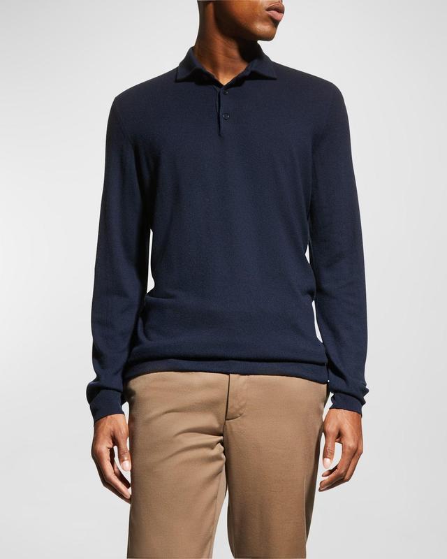 Mens Long-Sleeve Cashmere Polo Product Image