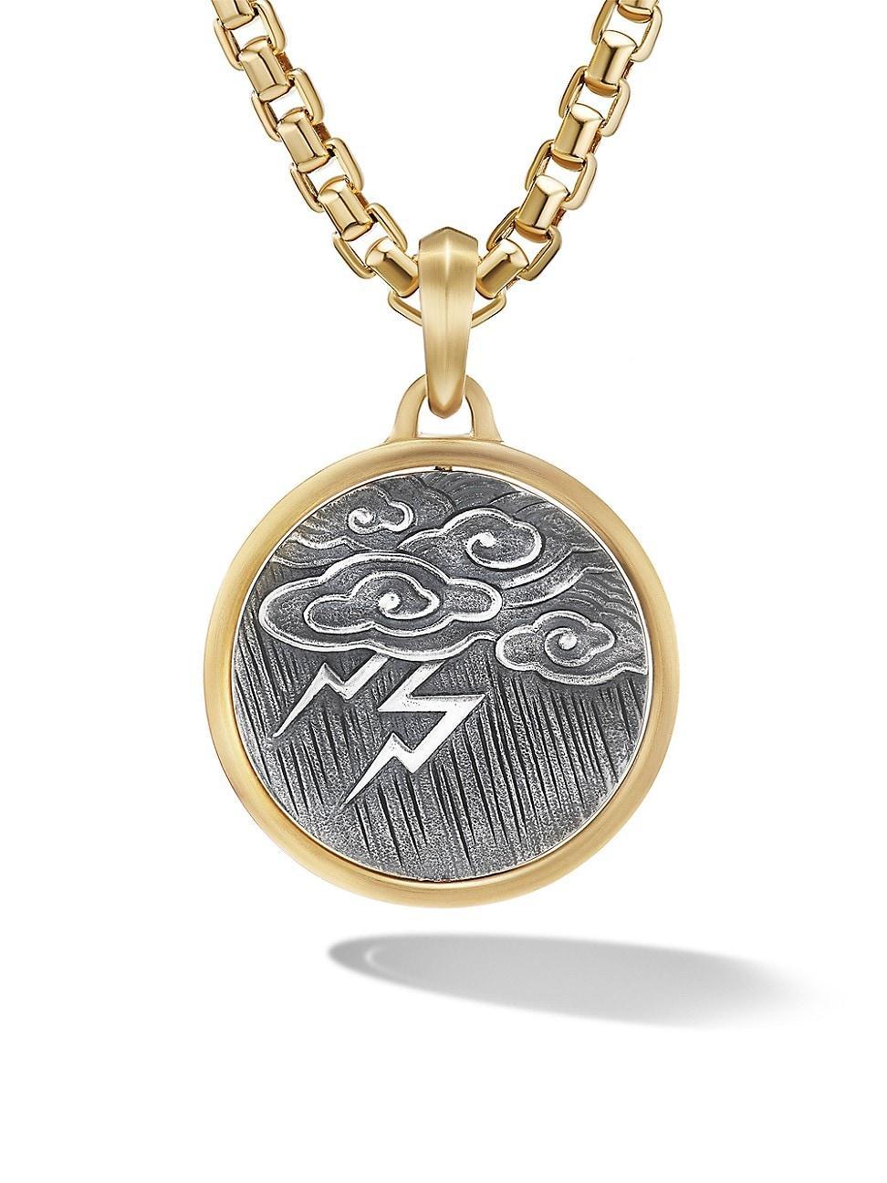 Mens Storm Duality Amulet in Sterling Silver with 18K Yellow Gold, 30MM Product Image