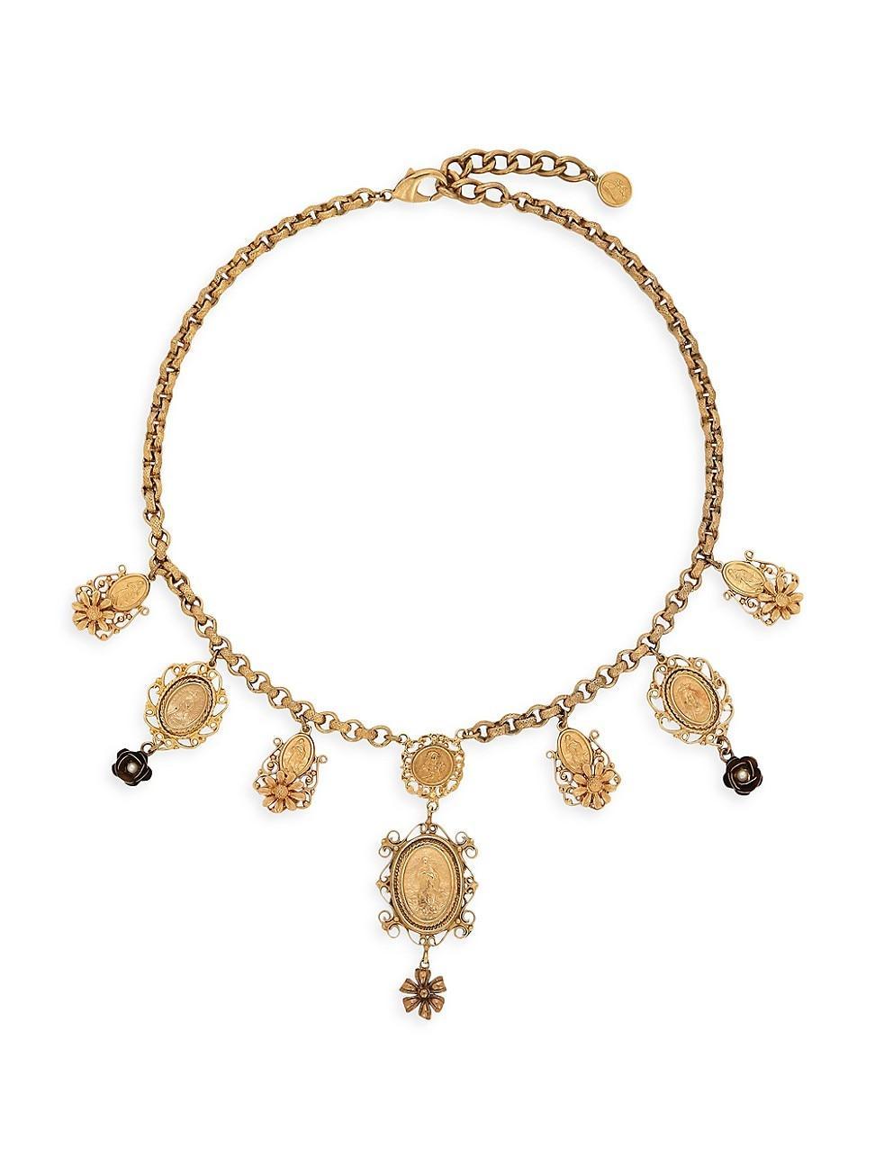 Womens Goldtone Medallion Necklace Product Image