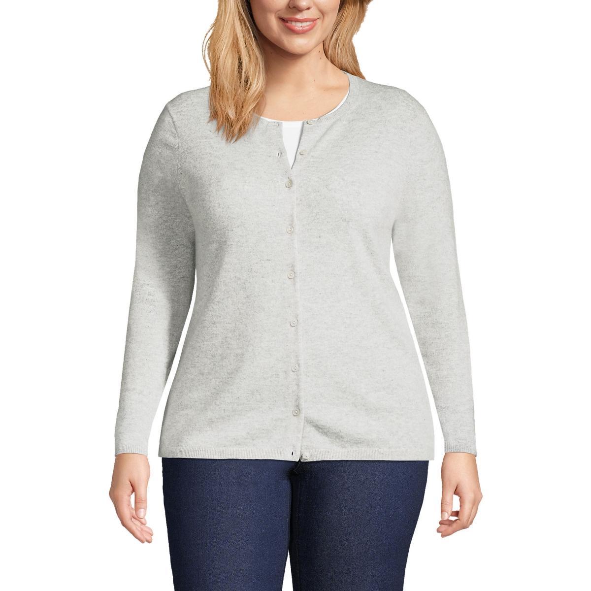 Plus Size Lands End Classic Cashmere Cardigan Sweater, Womens Deep Blue Product Image