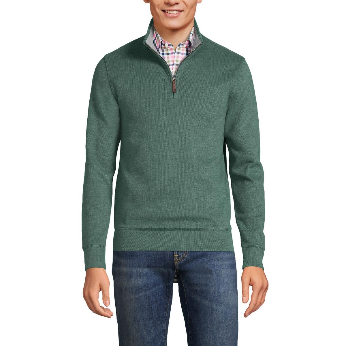 Big & Tall Lands End Bedford Quarter-Zip Sweater, Mens Dark Grey Heather Product Image