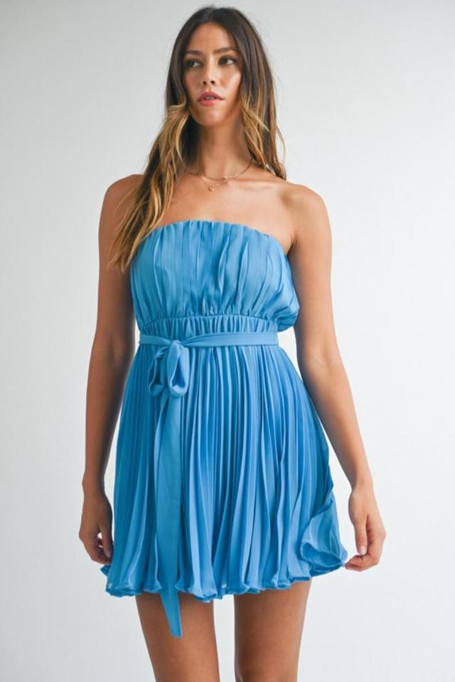 Pleated Tube Mini Dress Product Image