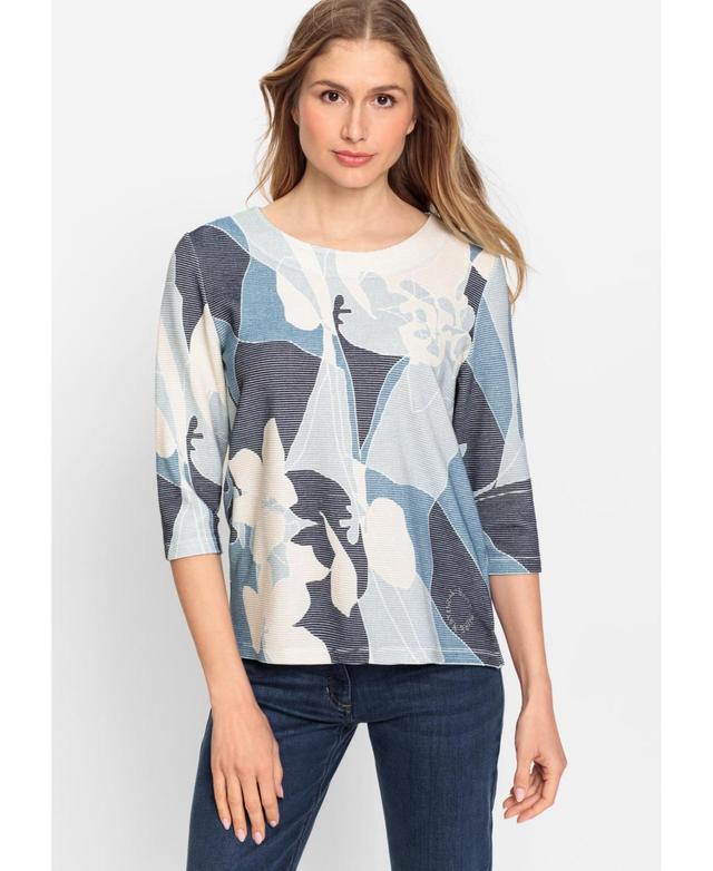 Olsen Womens 3/4 Sleeve Abstract Floral Top Product Image