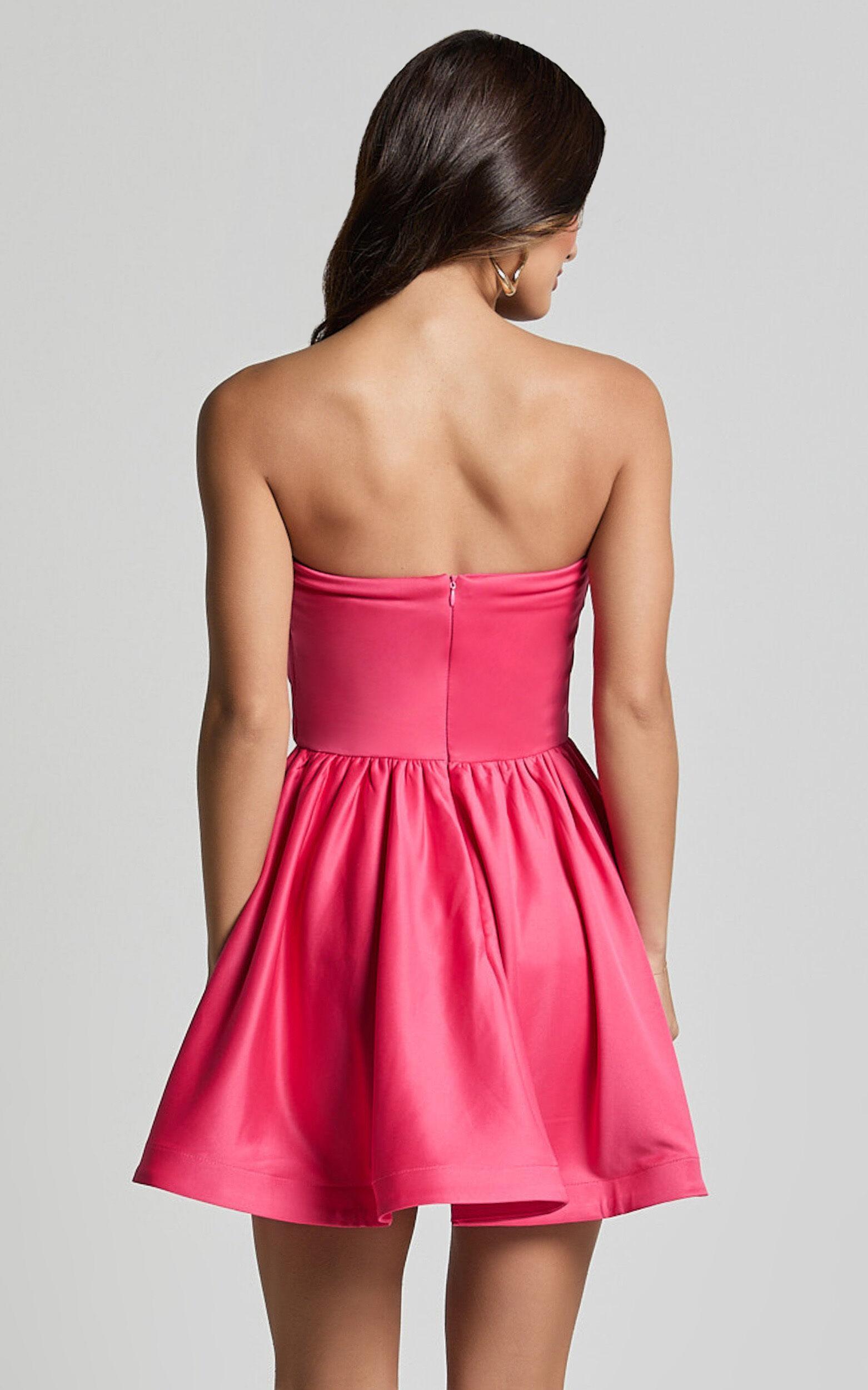 Angeletta Mini Dress - Sweetheart Rosette Detail Fit & Flare in Pink Product Image